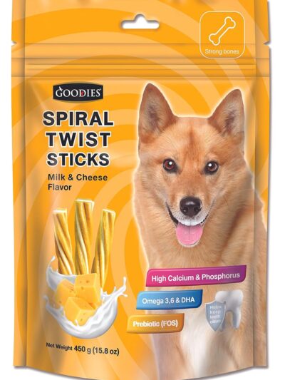 Goodies Spiral Twist Sticks Milk & Cheese Flavour For Dogs