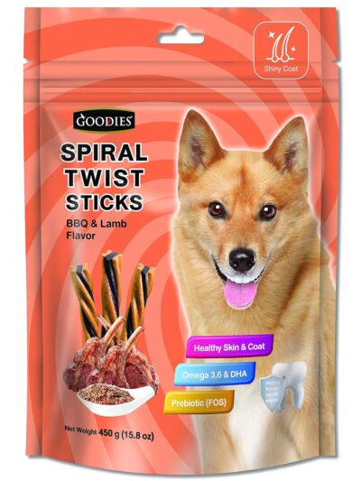 Goodies Spiral Twist Sticks BBQ & Lamb Flavour For Dogs
