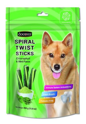 Goodies Spiral Twist Sticks Chlorophyll & Mint Flavour For Dogs