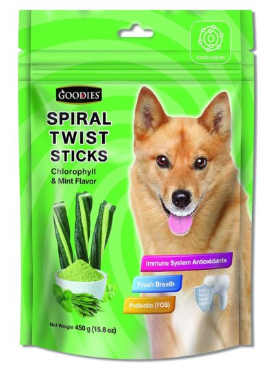 Goodies Spiral Twist Sticks Chlorophyll & Mint Flavour For Dogs