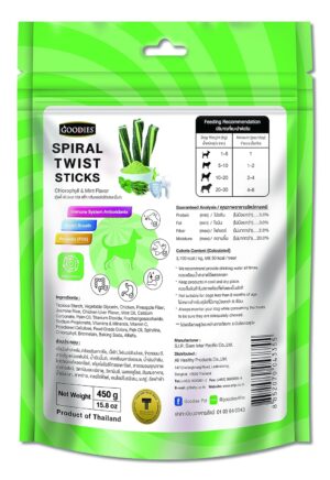 Goodies Spiral Twist Sticks Chlorophyll & Mint Flavour For Dogs - Image 2