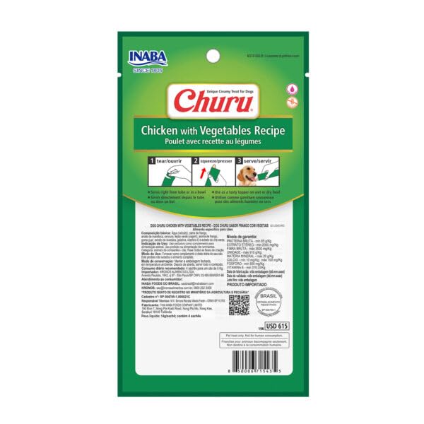 Inaba Churu Chicken with Vegetable Recipe Dog Treats, Grain-Free, High Protein, Soft & Creamy, Premium Japanese Dog Snack 2 Inaba Churu Chicken with Vegetable Recipe Dog Treats, Grain-Free, High Protein, Soft & Creamy, Premium Japanese Dog Snack - Image 2