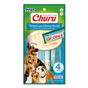 Inaba Churu Chicken with Cheese Recipe Dog Treats, Grain-Free, High Protein, Soft & Creamy, Premium Japanese Dog Snack