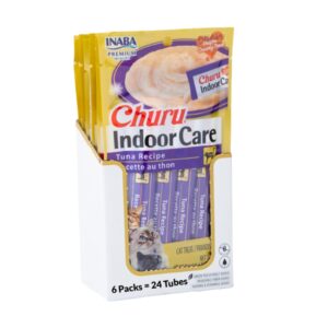 Inaba Churu Lickable Cat Treat Creamy Puree : Tuna Flavour, For Hairball, Pack of 6