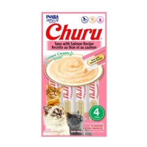 Inaba Churu Lickable Cat Treat Creamy Puree : Tuna with Salmon Recipe, Pack of 6