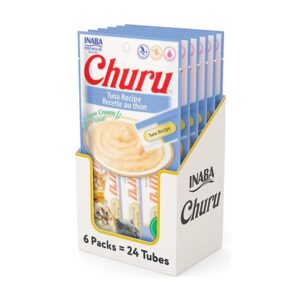 Inaba Churu Lickable Cat Treat Creamy Puree : Tuna Recipe, Pack of 6