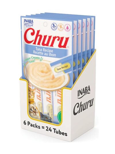 Inaba Churu Lickable Cat Treat Creamy Puree : Tuna Recipe, Pack of 6