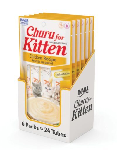 Inaba Churu Lickable Cat Treat Creamy Puree : Kitten Chicken Recipe, Pack of 6