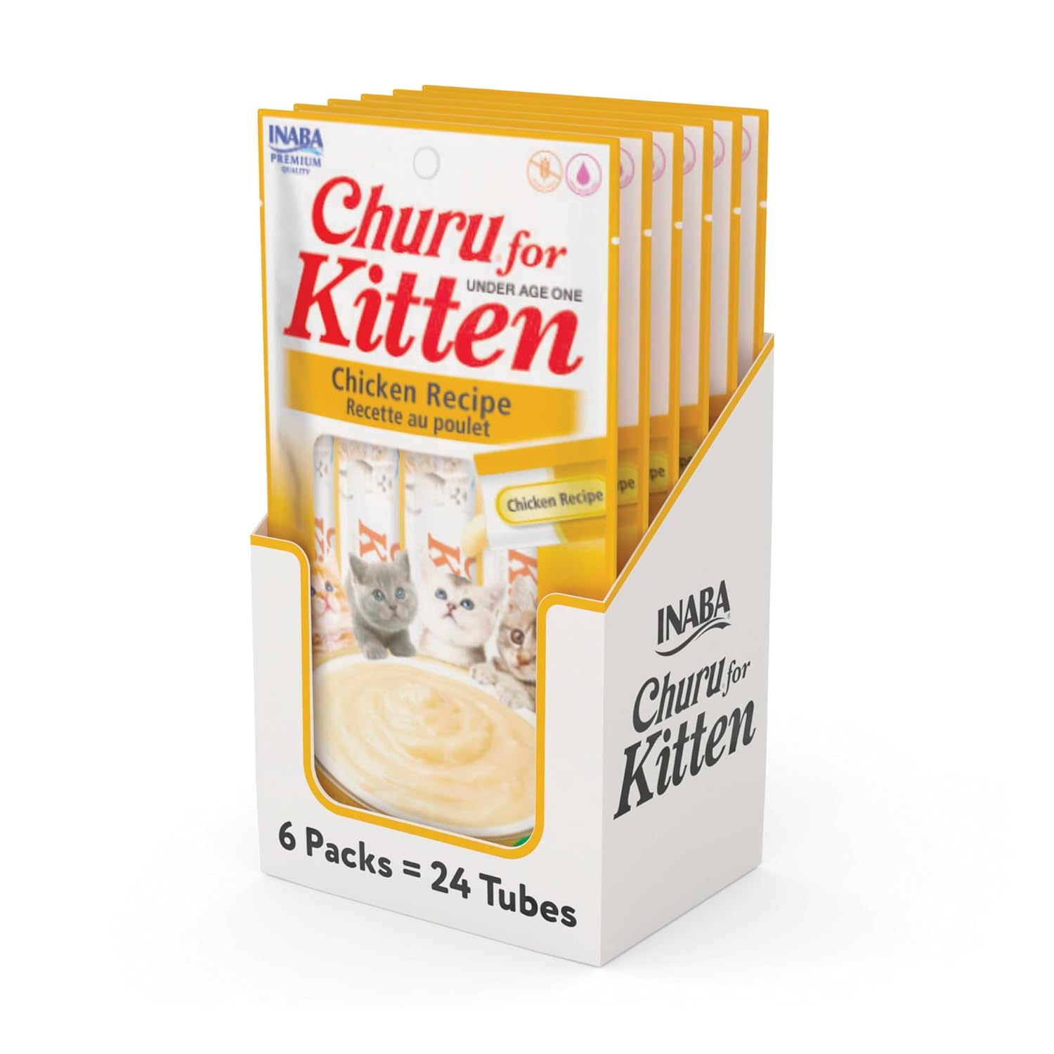 Inaba Churu Lickable Cat Treat Creamy Puree : Kitten Chicken Recipe, Pack of 6 1 Inaba Churu Lickable Cat Treat Creamy Puree : Kitten Chicken Recipe, Pack of 6