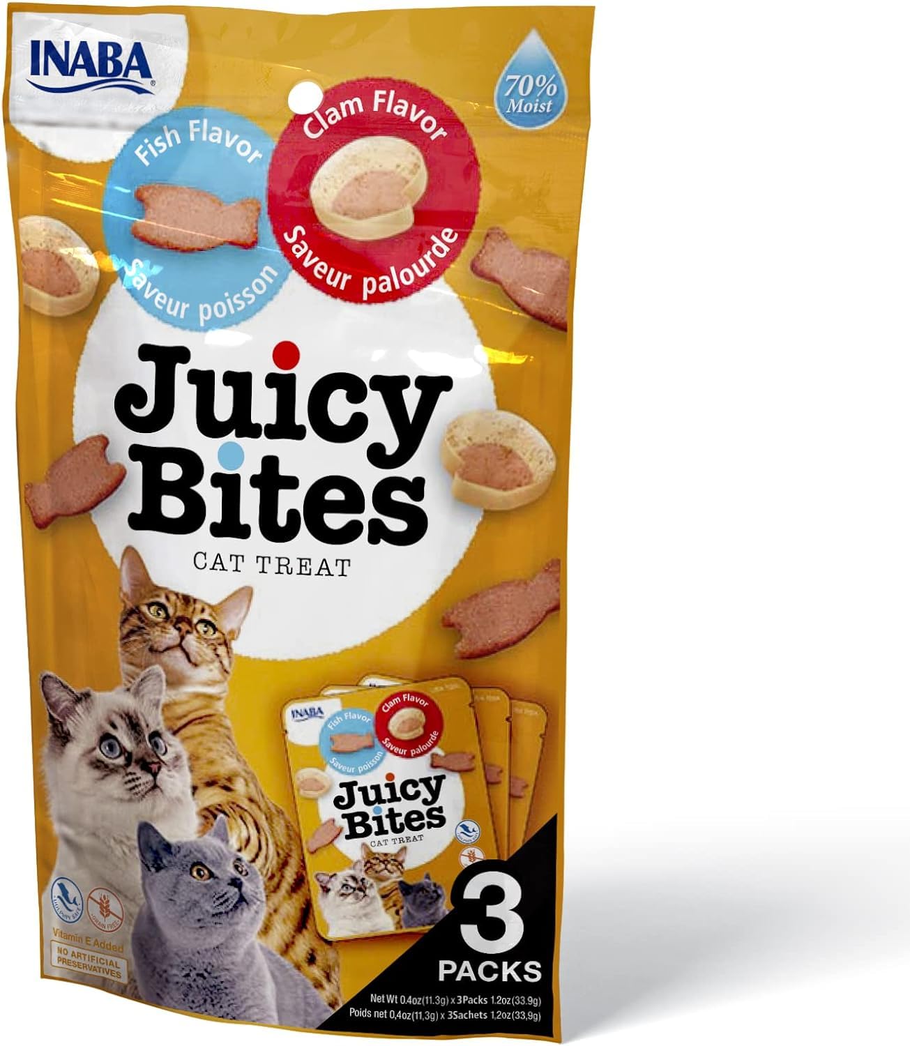 Inaba Juicy Bites Cat Treats : Fish & Clam Flavor, Pack of 6 1 Inaba Juicy Bites Cat Treats : Fish & Clam Flavor, Pack of 6