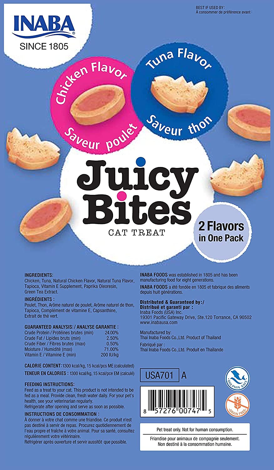Inaba Juicy Bites Cat Treats : Tuna & Chicken Flavor, Pack of 6 6 Inaba Juicy Bites Cat Treats : Tuna & Chicken Flavor, Pack of 6 - Image 6