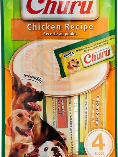 Inaba Churu Chicken Recipe Dog Treats, Grain-Free, High Protein, Soft & Creamy, Premium Japanese Dog Snack