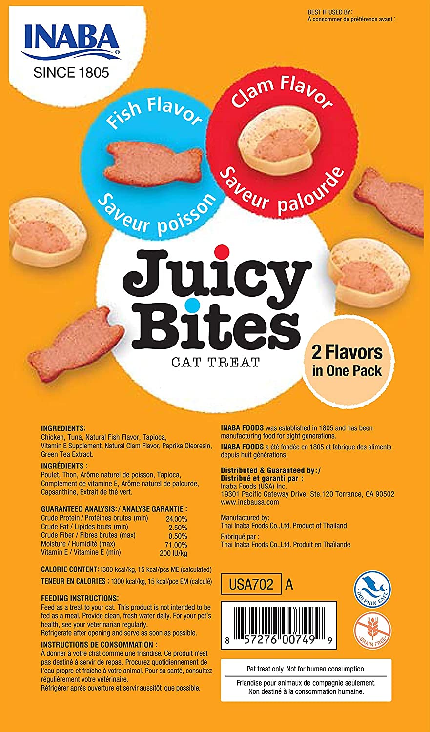 Inaba Juicy Bites Cat Treats : Fish & Clam Flavor, Pack of 6 7 Inaba Juicy Bites Cat Treats : Fish & Clam Flavor, Pack of 6 - Image 7