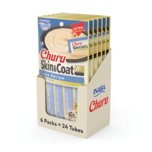 Inaba Churu Lickable Cat Treat Creamy Puree : Tuna Recipe, Skin & Coat, Pack of 6