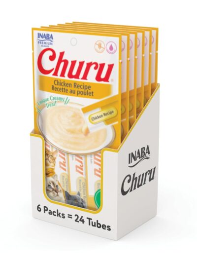 Inaba Churu Lickable Cat Treat Creamy Puree : Chicken Recipe, Pack of 6