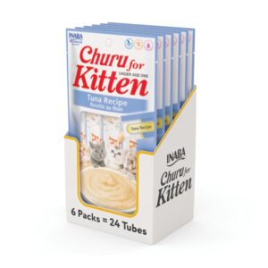 Inaba Churu Lickable Cat Treat Creamy Puree : Kitten Tuna Recipe, Pack of 6