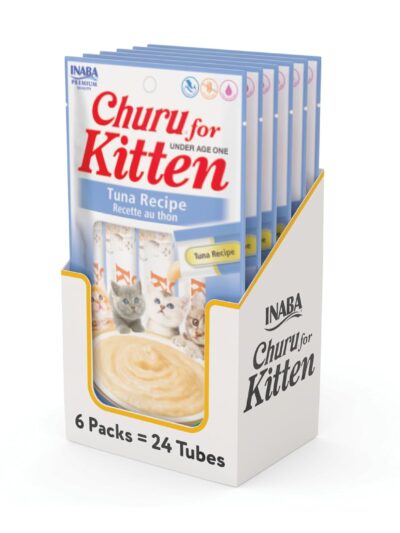 Inaba Churu Lickable Cat Treat Creamy Puree : Kitten Tuna Recipe, Pack of 6