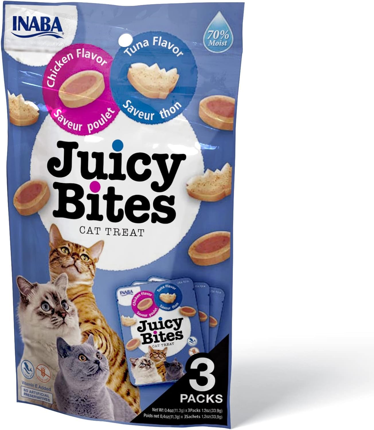 Inaba Juicy Bites Cat Treats : Tuna & Chicken Flavor, Pack of 6 1 Inaba Juicy Bites Cat Treats : Tuna & Chicken Flavor, Pack of 6