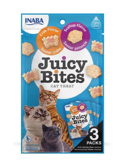 Inaba Juicy Bites Cat Treats : Scallop & Crab Flavor, Pack of 6