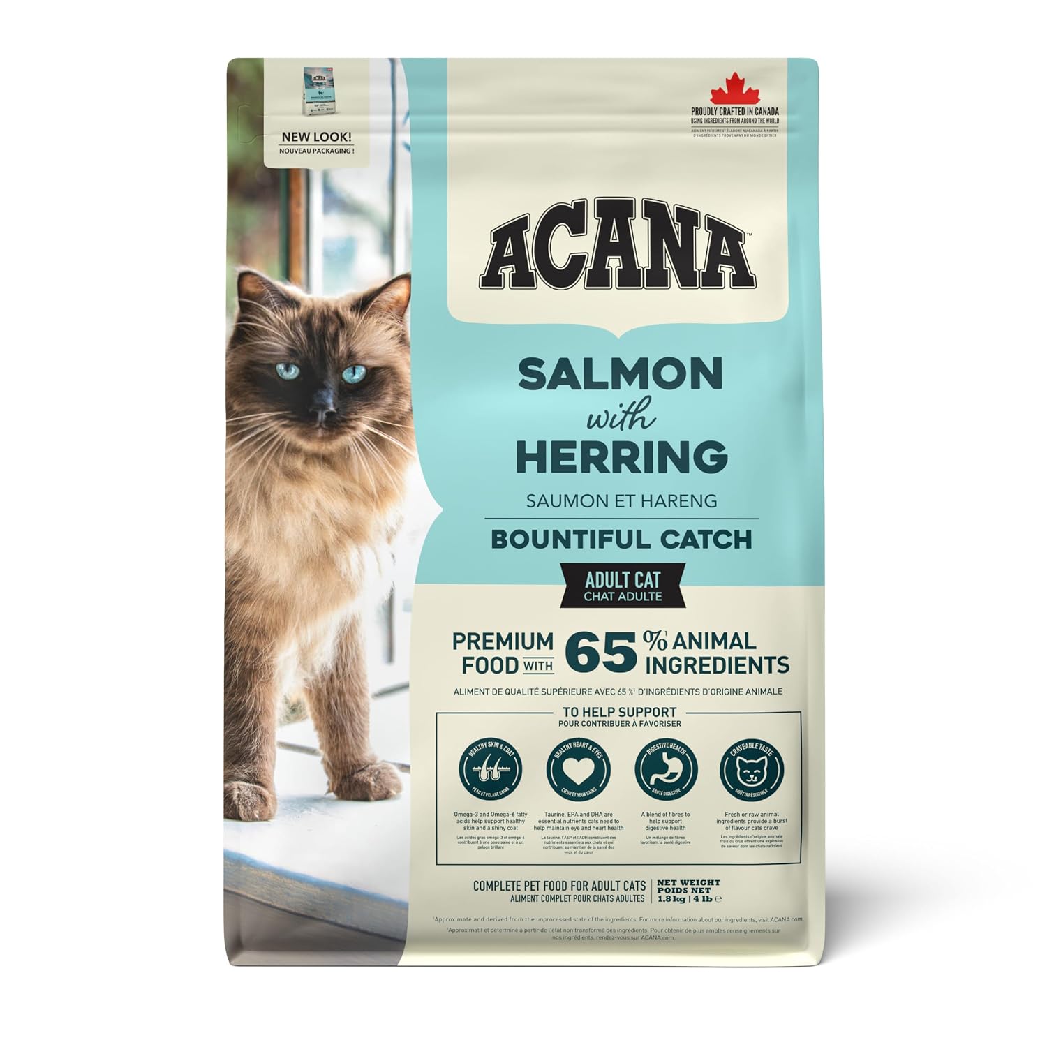 Acana Bountiful Catch Cat Food, Salmon with Whole Herring, All Life Stages 1 Acana Bountiful Catch Cat Food, Salmon with Whole Herring, All Life Stages