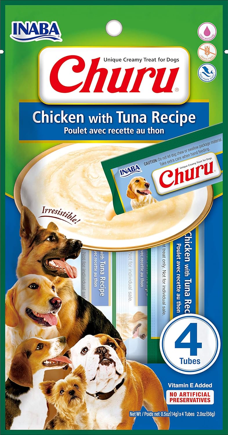 Inaba Churu Chicken with Tuna Recipe Dog Treats, Grain-Free, High Protein, Soft & Creamy, Premium Japanese Dog Snack 1 Inaba Churu Chicken with Tuna Recipe Dog Treats, Grain-Free, High Protein, Soft & Creamy, Premium Japanese Dog Snack