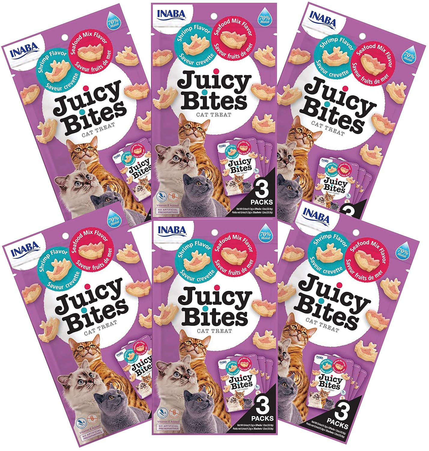 Inaba Juicy Bites Cat Treats : Shrimp & Seafood Mix Flavor, Pack of 6 1 Inaba Juicy Bites Cat Treats : Shrimp & Seafood Mix Flavor, Pack of 6