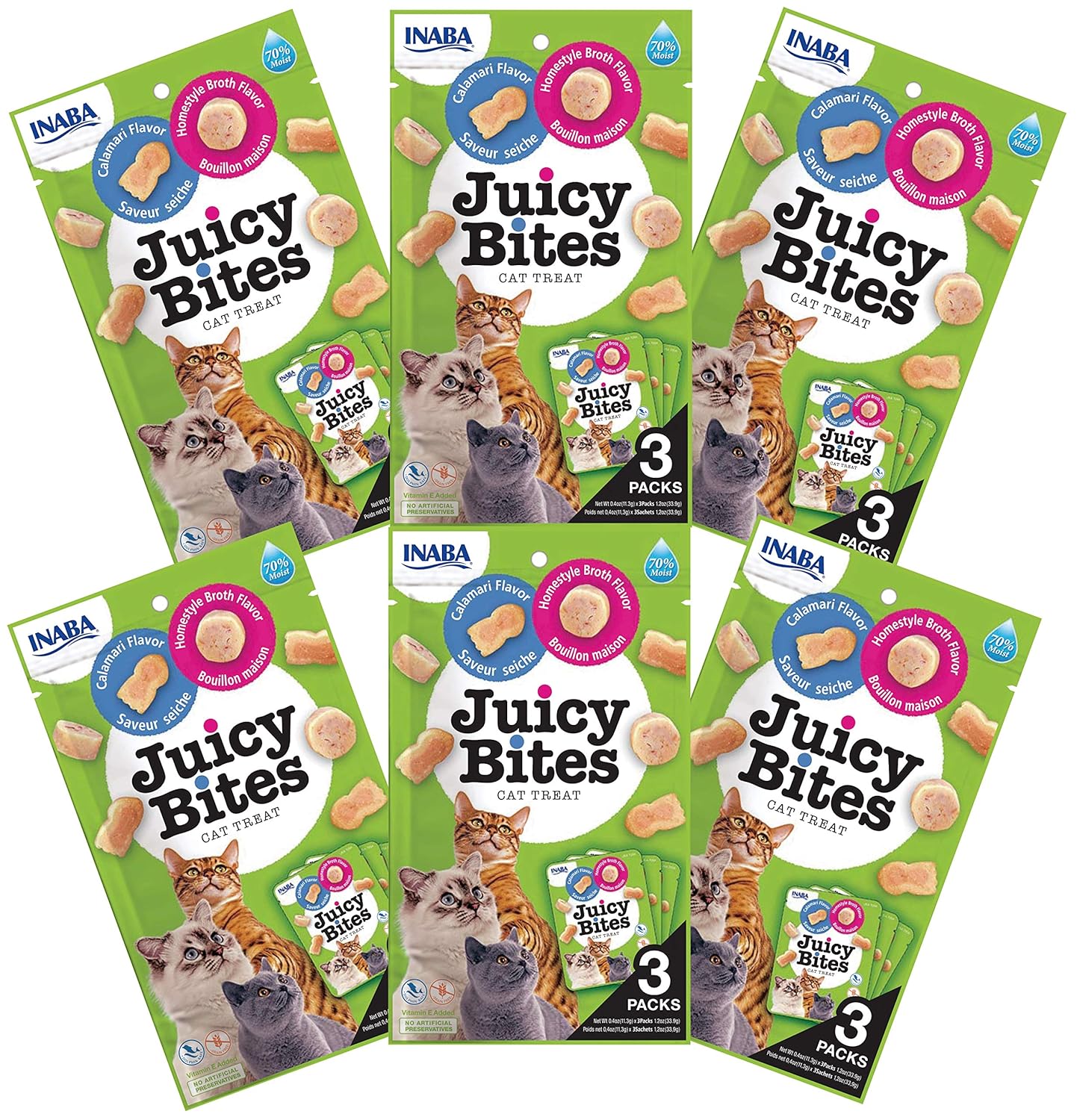 Inaba Juicy Bites Cat Treats : Homestyle Broth & Calamari Flavor, Pack of 6 1 Inaba Juicy Bites Cat Treats : Homestyle Broth & Calamari Flavor, Pack of 6