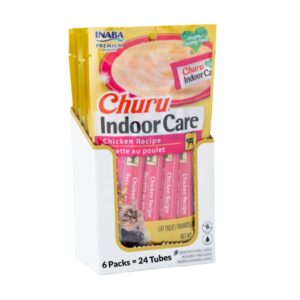 Inaba Churu Lickable Cat Treat Creamy Puree : Chicken Flavour, For Hairball, Pack of 6