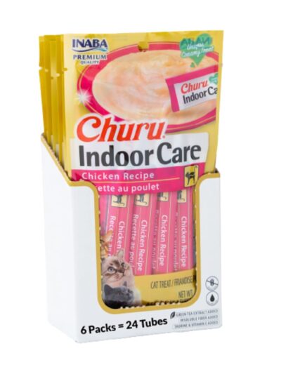 Inaba Churu Lickable Cat Treat Creamy Puree : Chicken Flavour, For Hairball, Pack of 6
